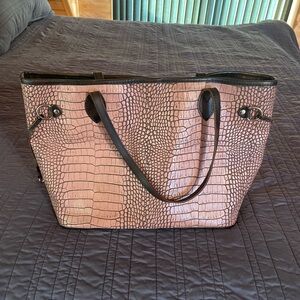Freebird Mara Pink Crocodile-Embossed Leather Tote Bag - RARE!!